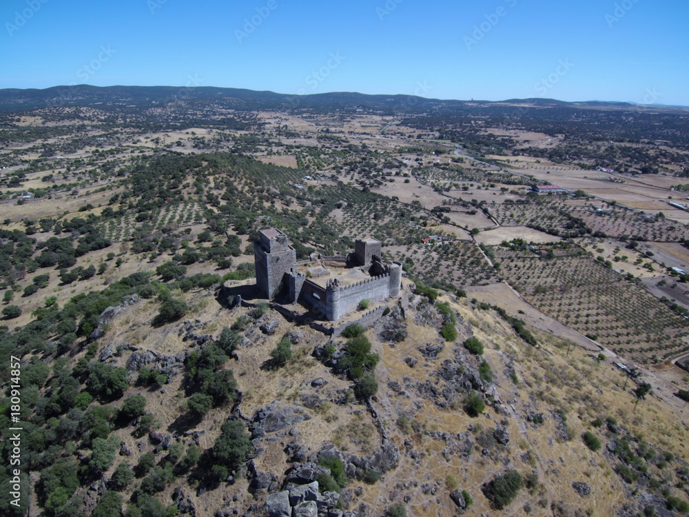 Castillo de Burguillos del Cerro,pueblo de Badajoz Extremadura, España