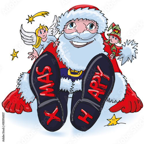 Nikolaus mit Schuhen und Xmas Abdrücke im Schnee photo