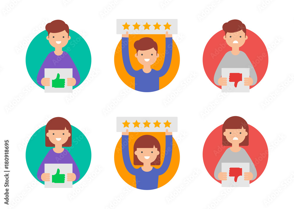 Customer reviews, flat rating vector icons Customer reviews, flat rating vector icons