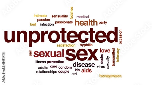Unprotected sex animated word cloud, text design animation.