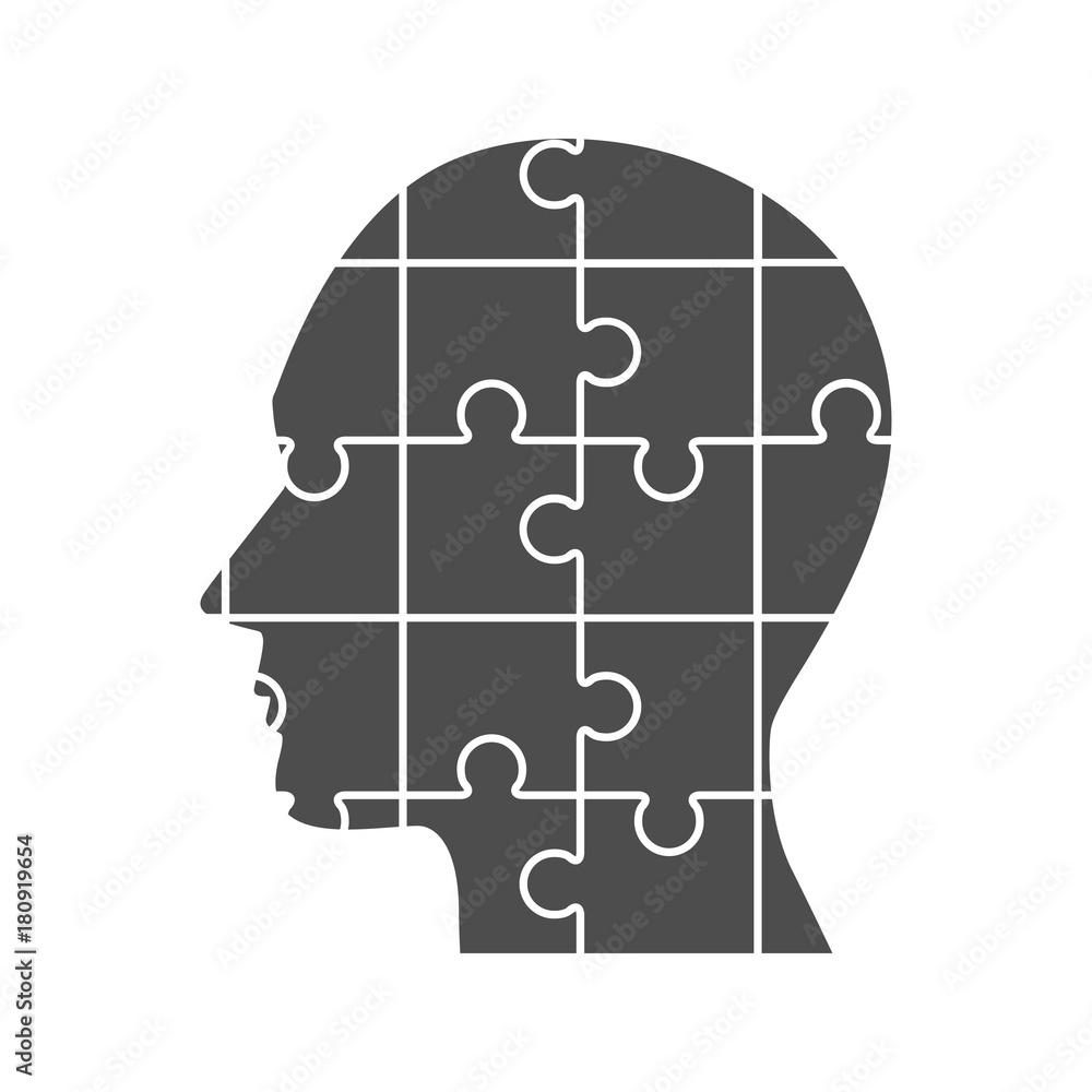 Vector puzzles human profile. Vector puzzles human profile.