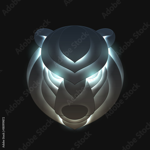 Bear head in trendy paper cut craft graphic style. Modern design for advertising, branding greeting card, cover, poster, banner. Vector illustration.