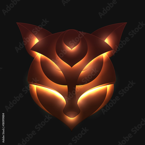 Fox head in trendy paper cut craft graphic style. Modern design for advertising, branding greeting card, cover, poster, banner. Vector illustration.