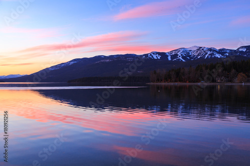 Ski Mountain Lake Sunset photo
