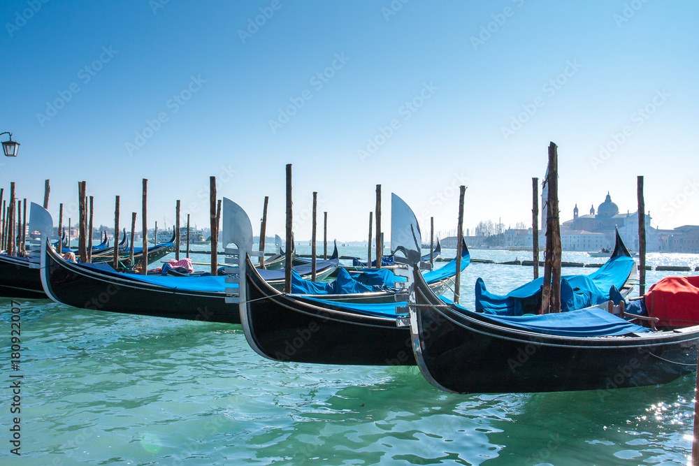 Venice Italy - Close up of gondola boat afloating