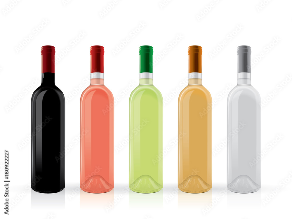 transparent bottles of wine mock up vector template transparent bottles of wine mock up vector template