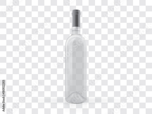 transparent bottles of wine on a white background