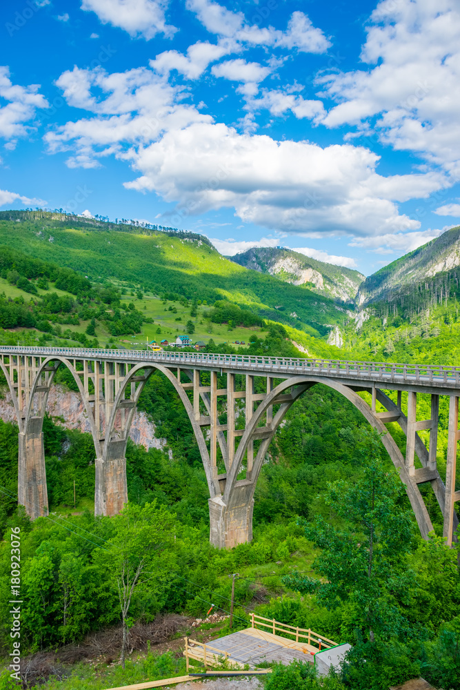 The Djurdjevic Bridge crosses the canyon of the Tara River in the north of Montenegro. The Djurdjevic Bridge crosses the canyon of the Tara River in the north of Montenegro.