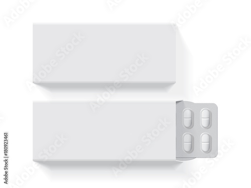 package with tablets medicines mock up vector template