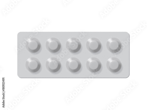 package with tablets medicines mock up vector template