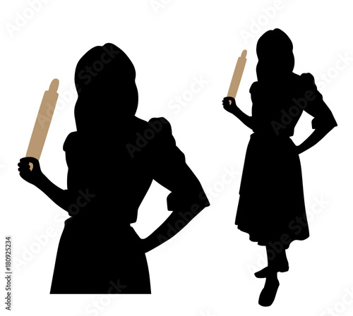 Angry woman with a rolling pin