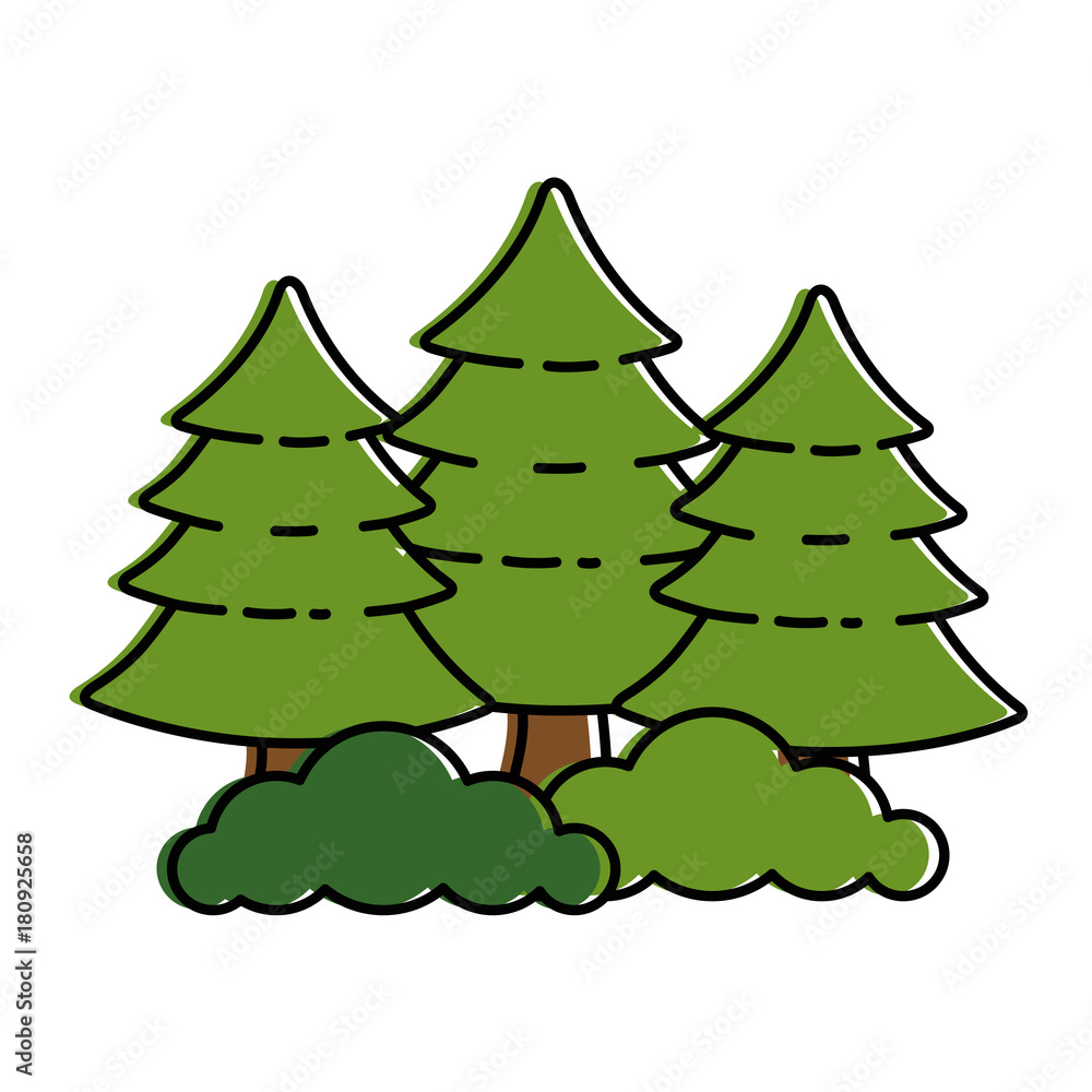 pine forest scene icon