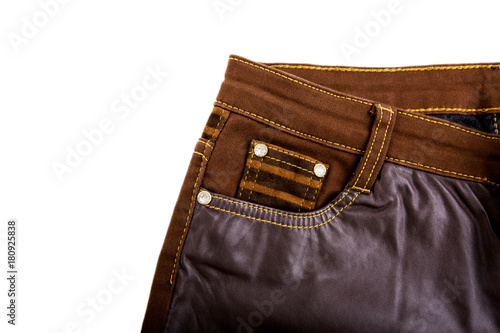 Brown women's casual pants isolated on white background.