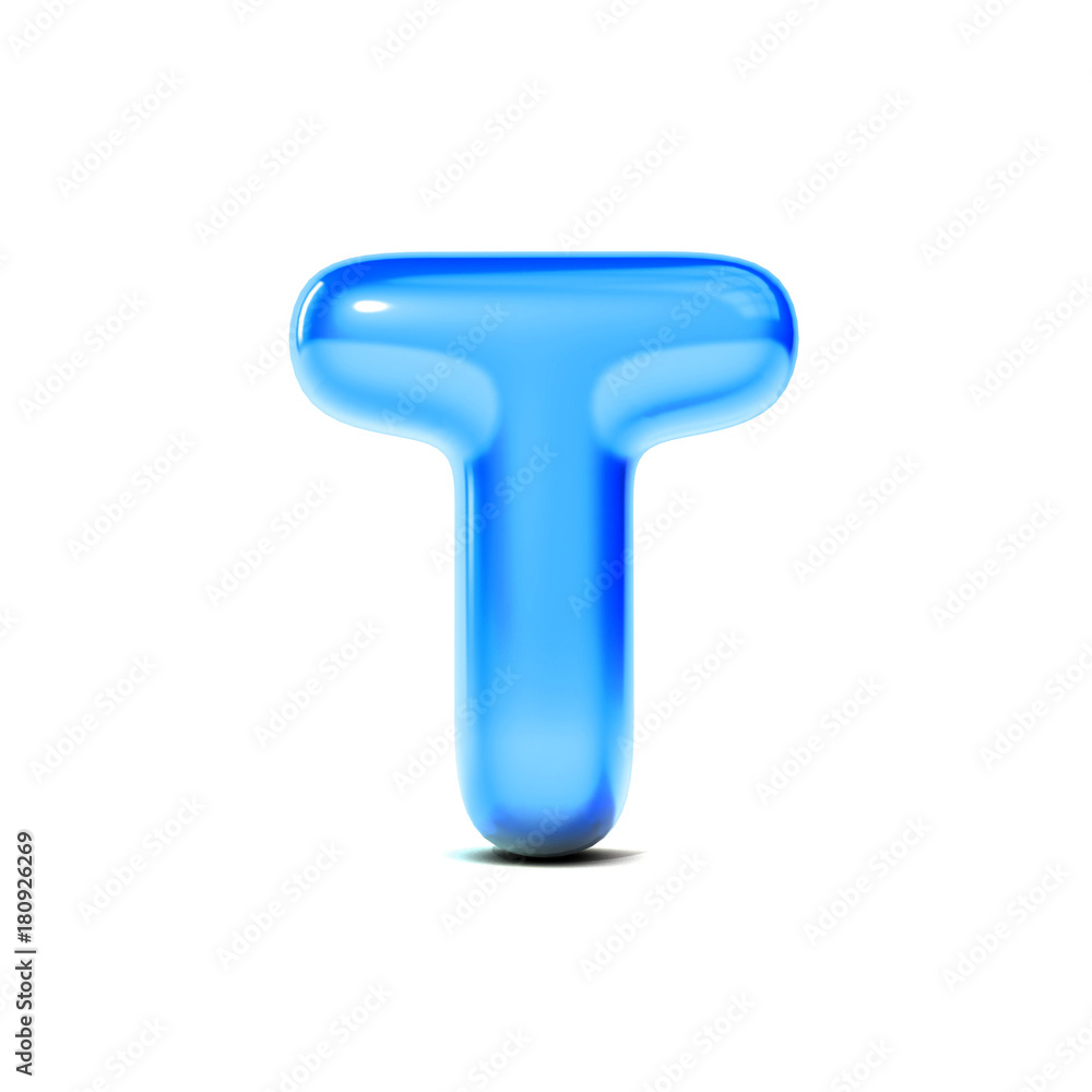 glossy letter T bubble font isolated on white background. 3D Rendering glossy letter T bubble font isolated on white background. 3D Rendering