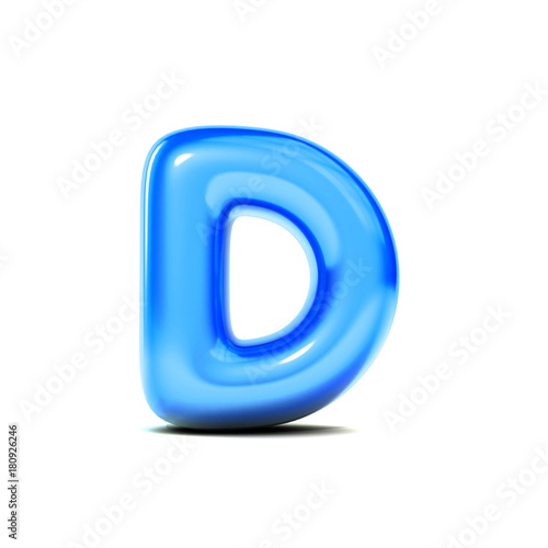glossy letter D bubble font isolated on white background. 3D Rendering