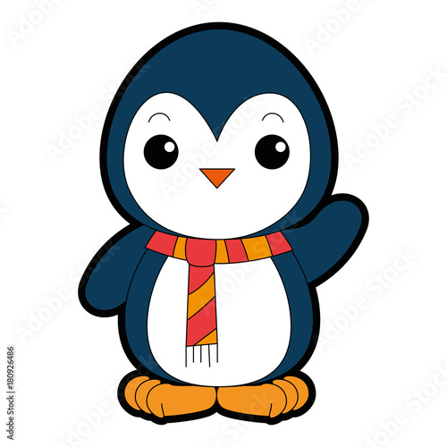 cute penguin with christmas scarf kawaii