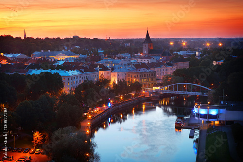 evening panoramic view of Tartu photo