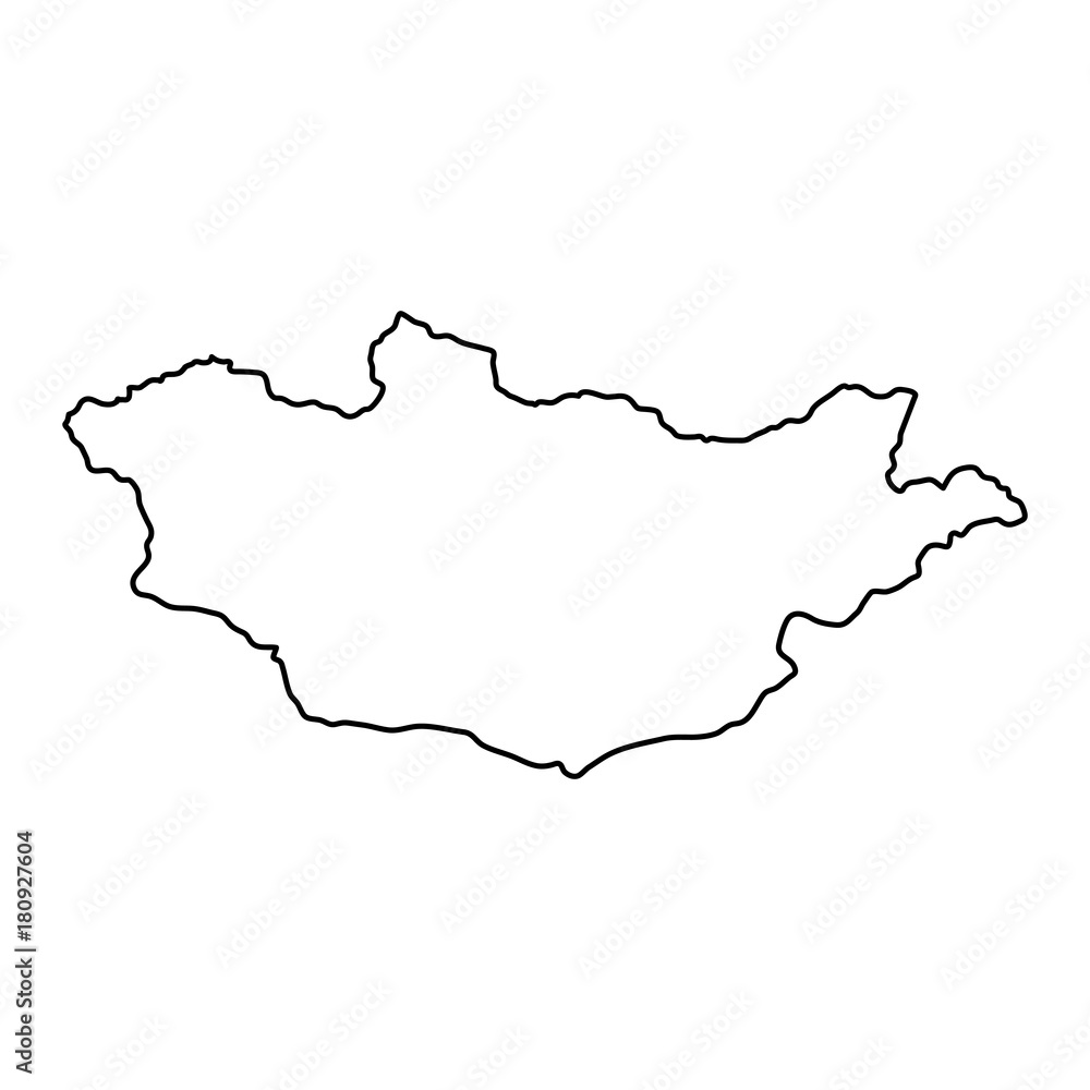 Mongolia map of black contour curves on white background of vector illustration Mongolia map of black contour curves on white background of vector illustration