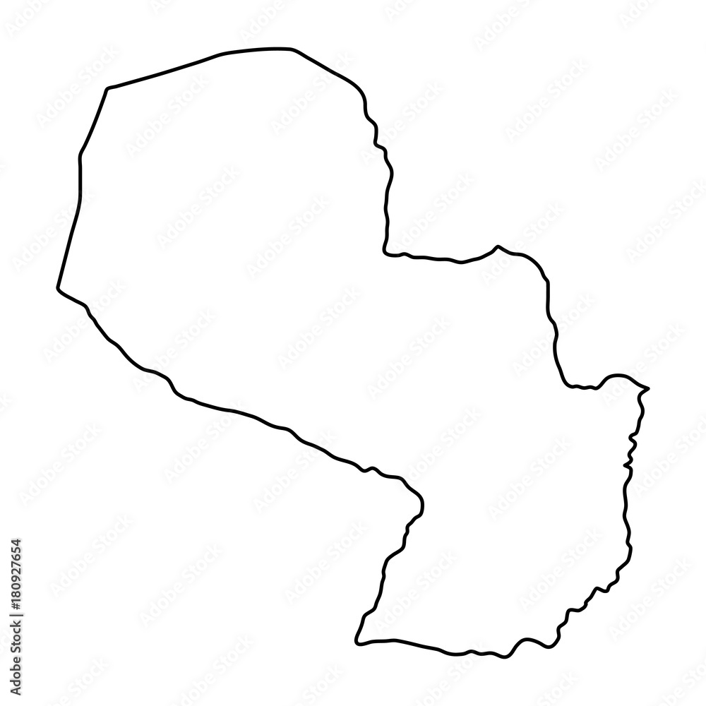 Paraguay map of black contour curves on white background of vector illustration Paraguay map of black contour curves on white background of vector illustration