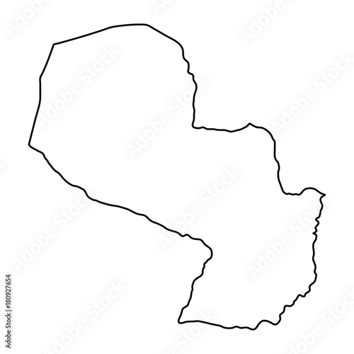 Paraguay map of black contour curves on white background of vector illustration