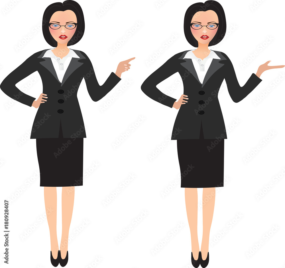 Business woman in two different positions, vector Business woman in two different positions, vector