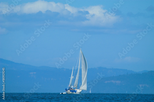 Sailboats Reaching in Straights of Juan Defuca