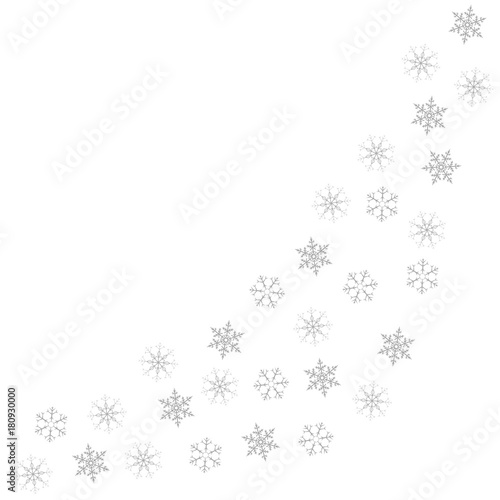 Festive decorative frame made of snowflakes on a white background. For posters, postcards, greeting for Christmas, new year.