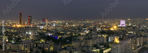 Panoramic view of Amman's new downtown at night