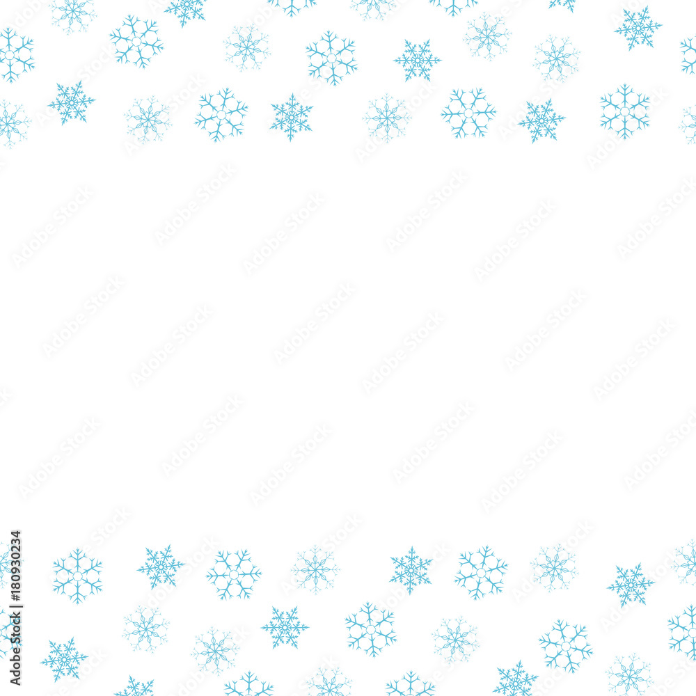 Festive decorative frame made of snowflakes on a white background. For posters, postcards, greeting for Christmas, new year.