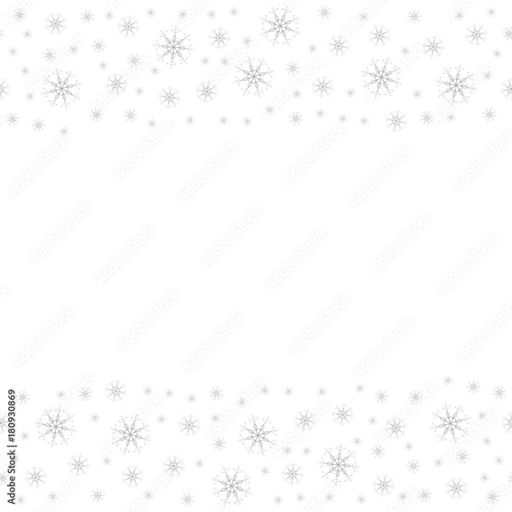 Festive decorative frame made of snowflakes on a white background. For posters, postcards, greeting for Christmas, new year.