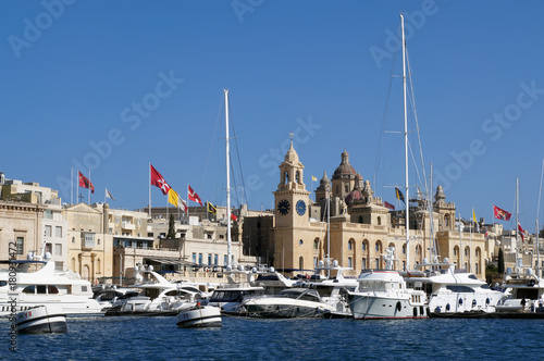 Yachts in Grand Harbor and Birgu (Vittoriosa) - Three Cities in Malta photo