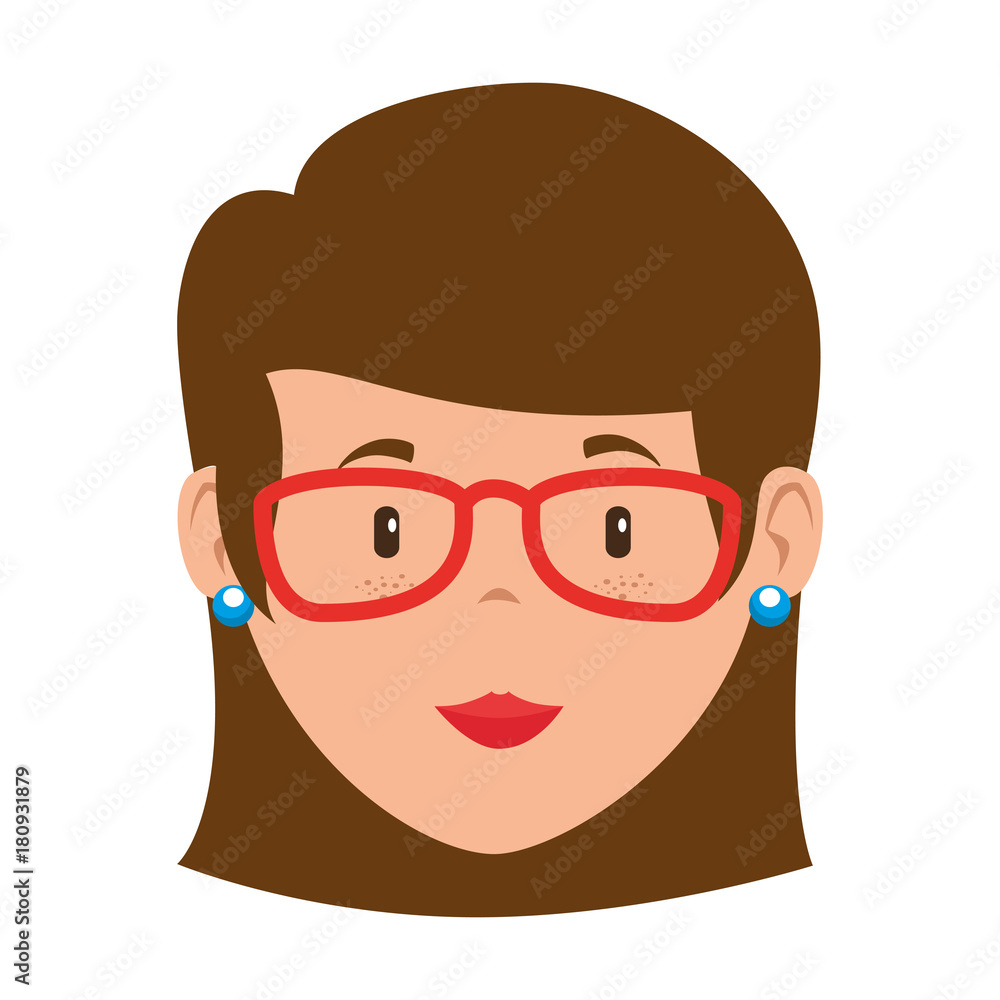 beautiful teacher female head avatar character
