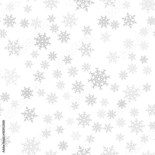 Wallpaper Mural Seamless pattern. Christmas abstract background made of snowflakes on white. Design postcards, posters, greeting for the new year. Torontodigital.ca