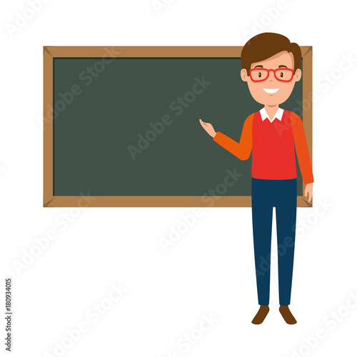 teacher male with chalkboard avatar character