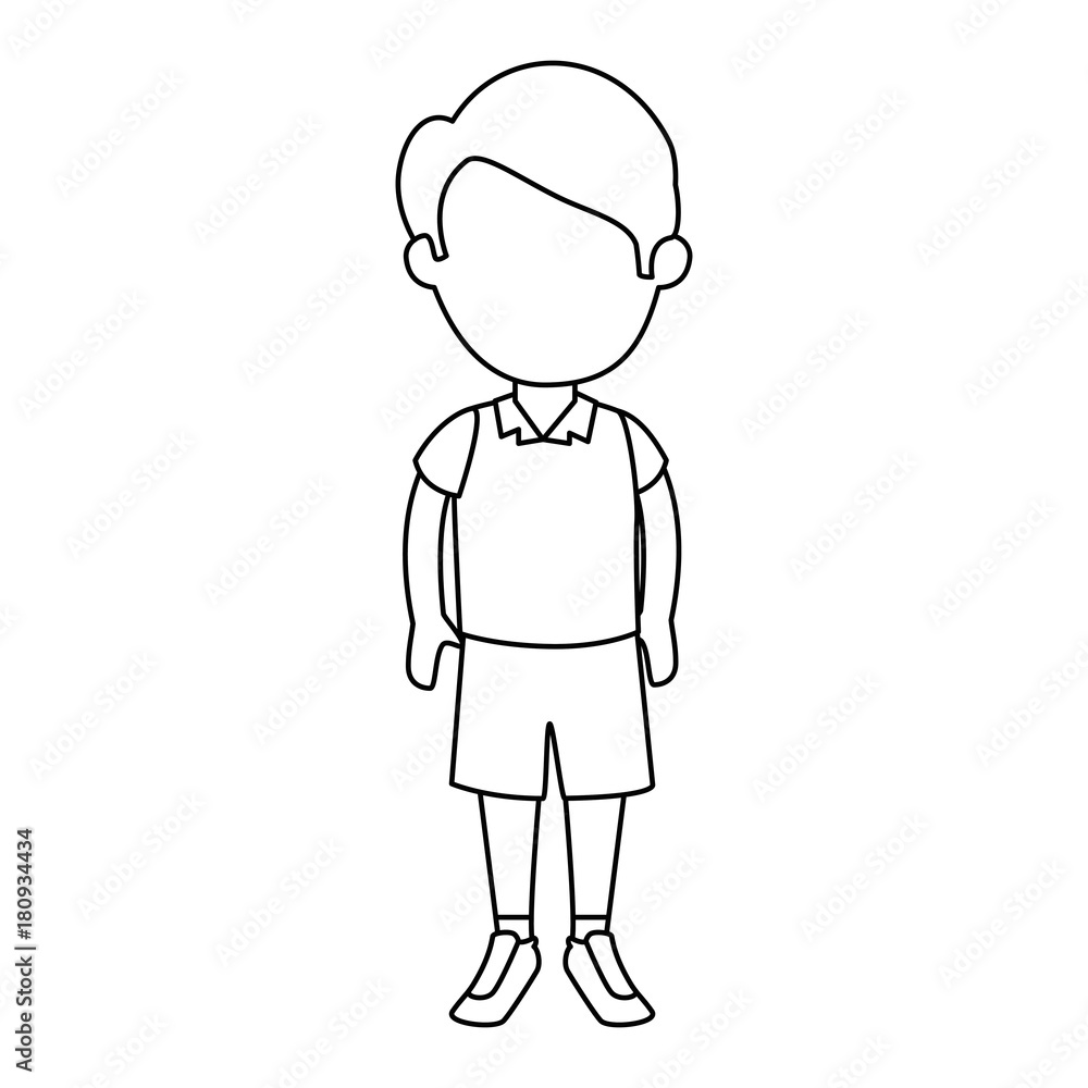 little boy student with uniform character