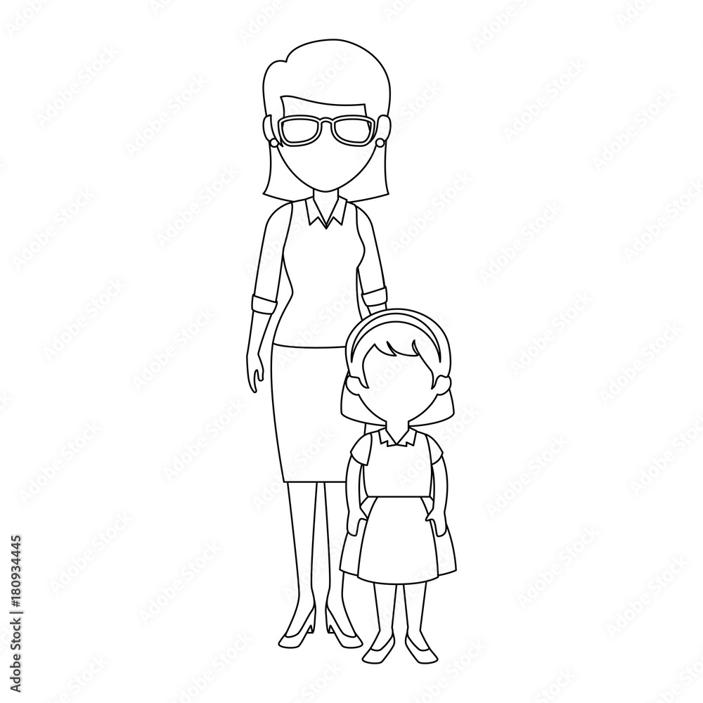 beautiful teacher female with student avatar character beautiful teacher female with student avatar character