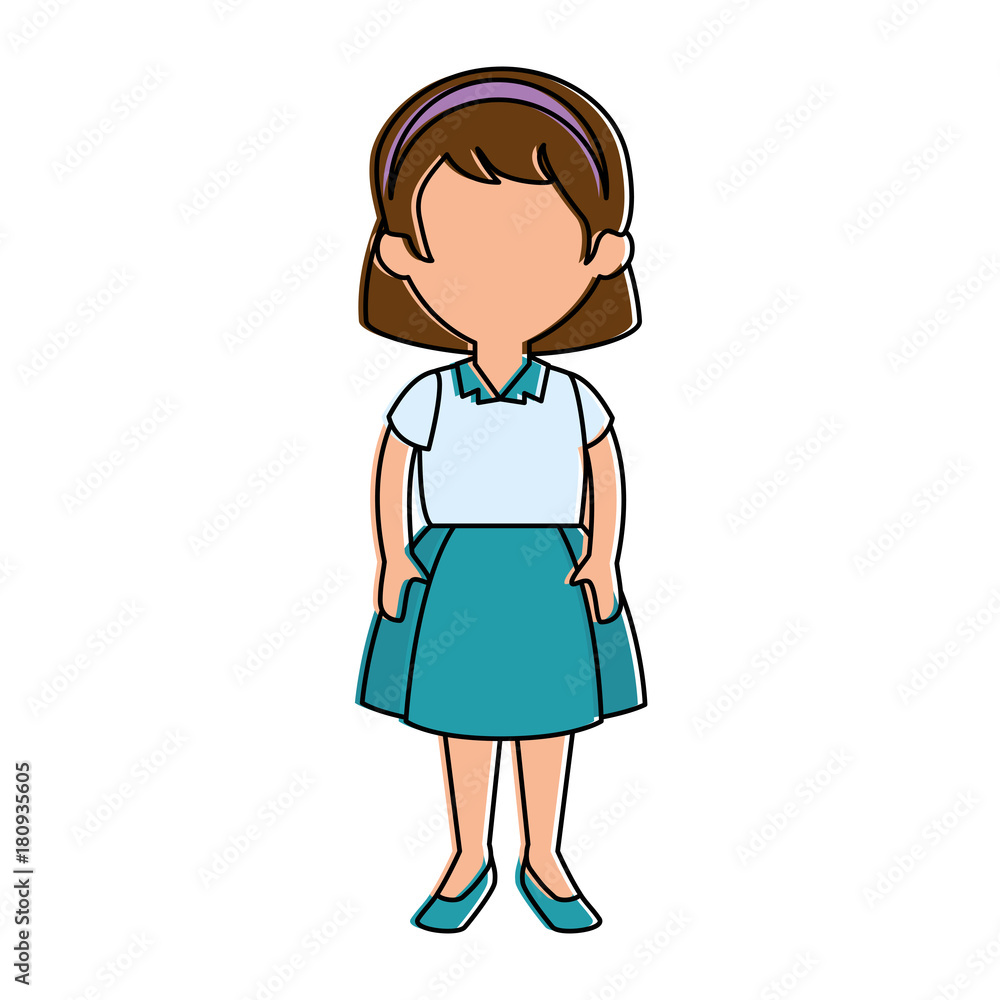 little girl student with uniform character little girl student with uniform character