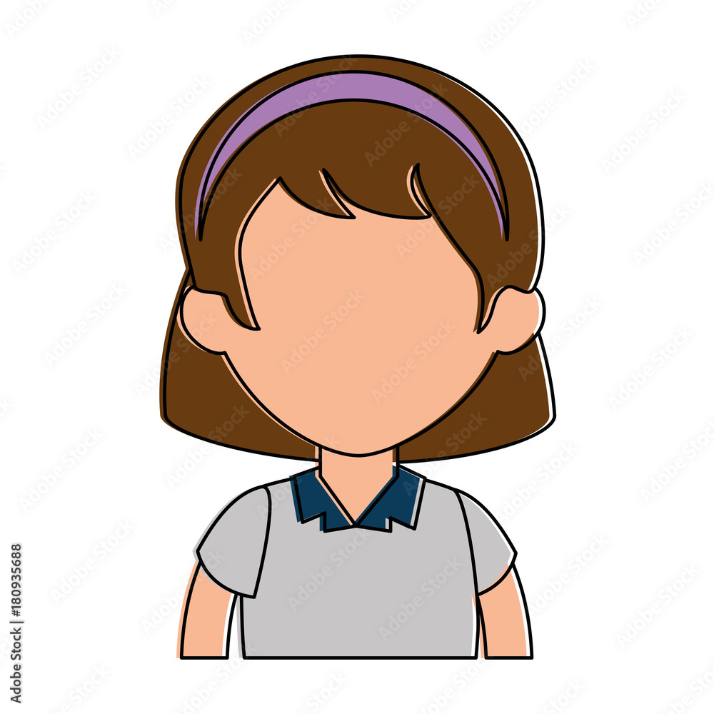 little girl student with uniform character