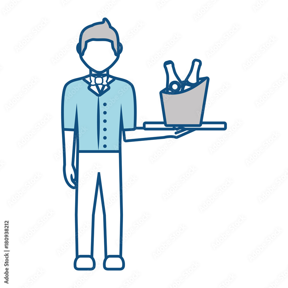 bartender holding a tray with drinks icon over white background vector illustration bartender holding a tray with drinks icon over white background vector illustration