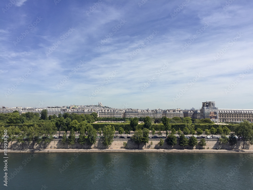 View of Paris North of the Seine River, Paris, Spring,2017.