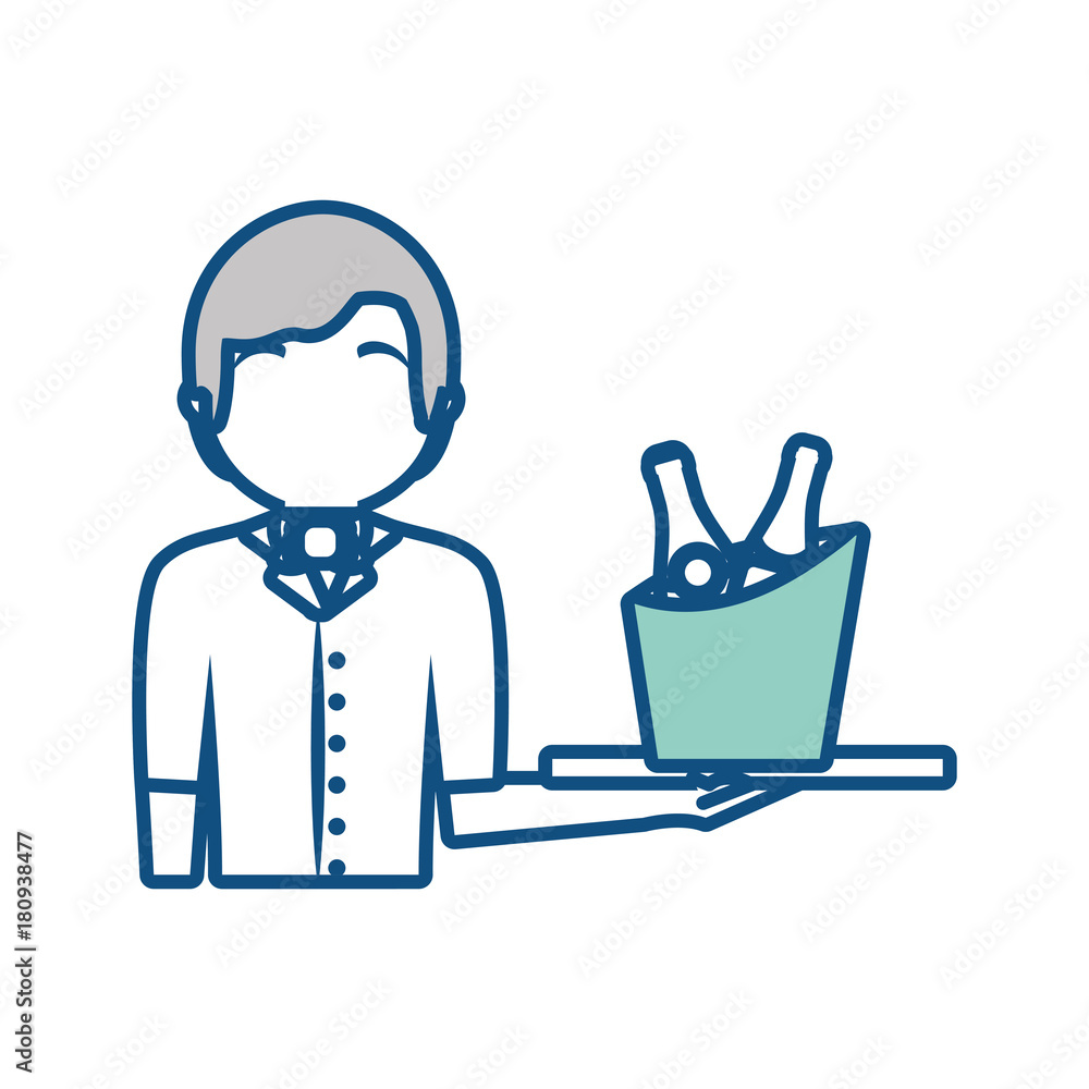 bartender holding a tray with drinks icon over white background vector illustration bartender holding a tray with drinks icon over white background vector illustration