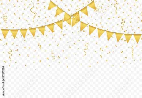 Golden Flags with Confetti background vector