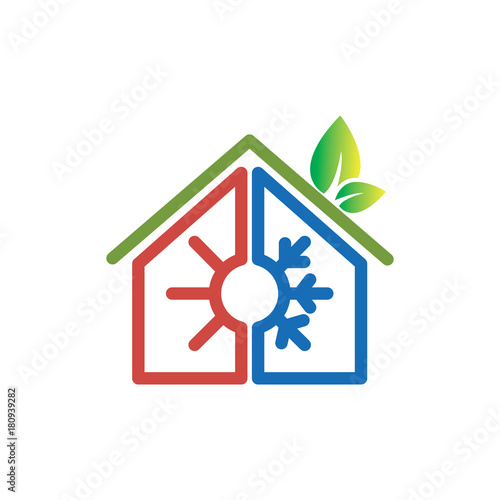Hot and cool with home logo