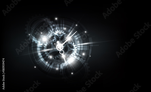 Abstract Futuristic Technology Background with Clock concept and Time Machine, vector illustration