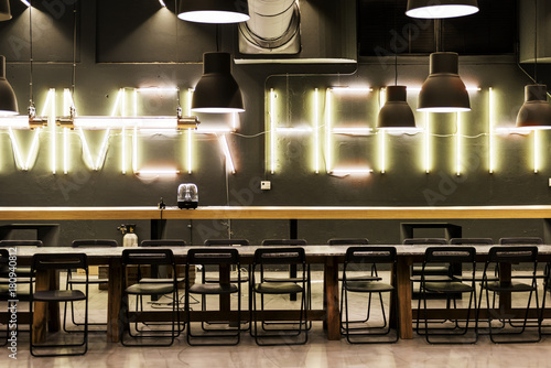 Restaurant design with lights photo