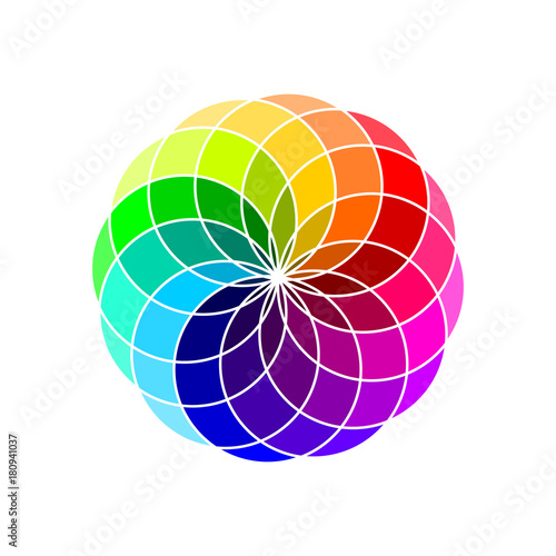 Drawing of a colour wheel, vector illustration.
