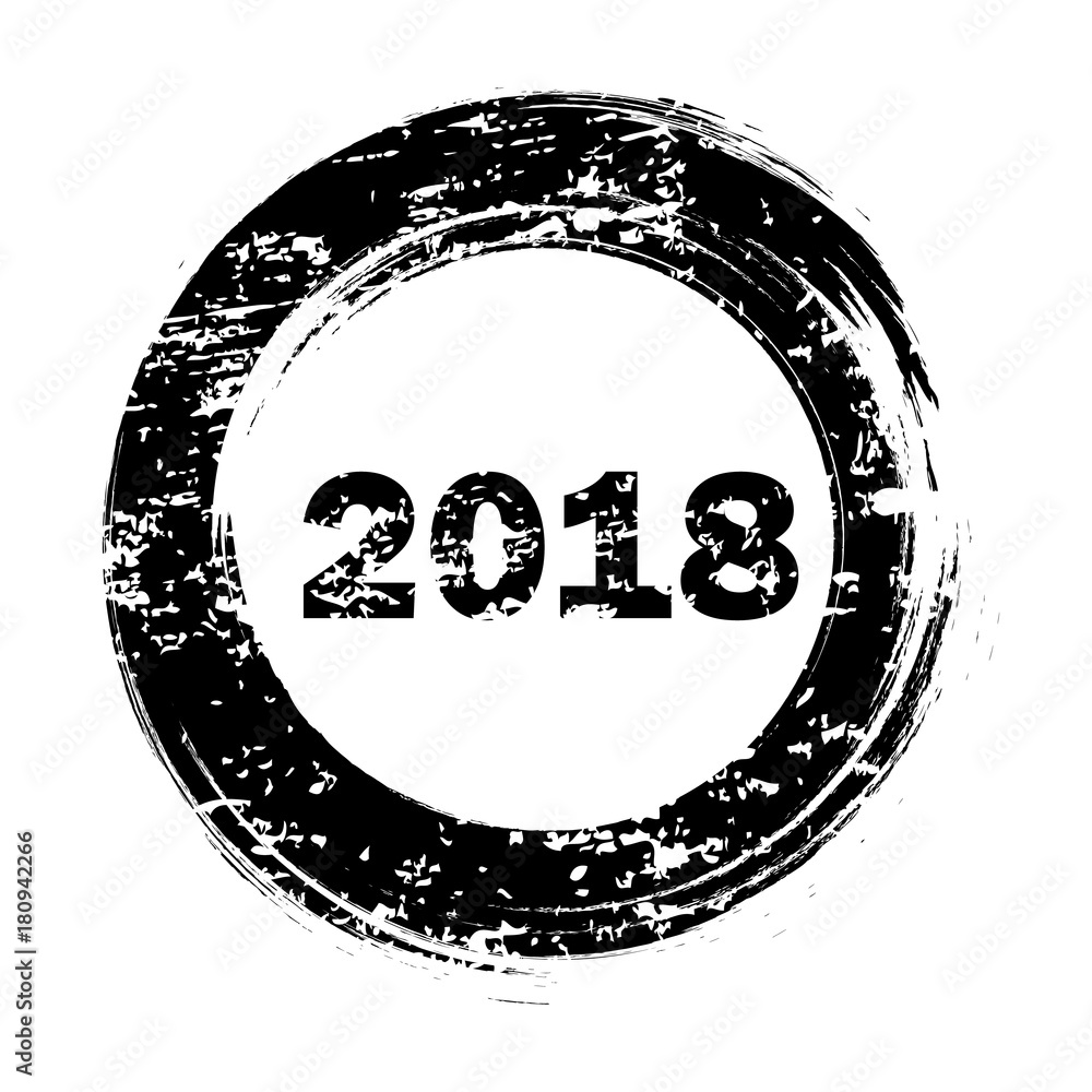 Fototapeta happy new year black round grunge stamp on white Vector Illustration.