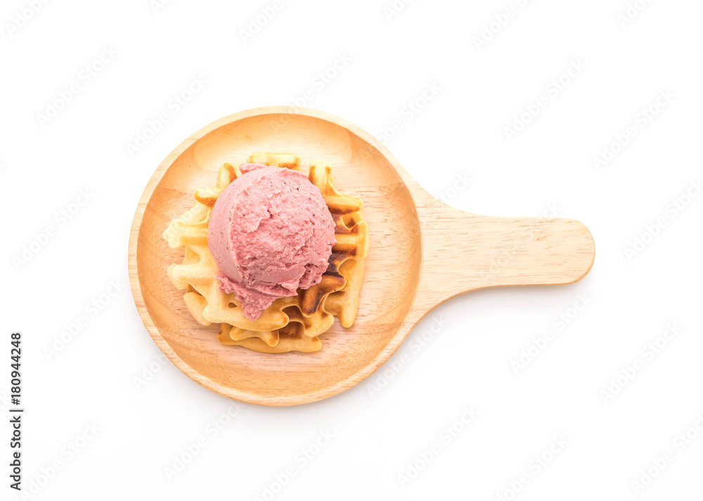 strawberry icecream with waffle strawberry icecream with waffle