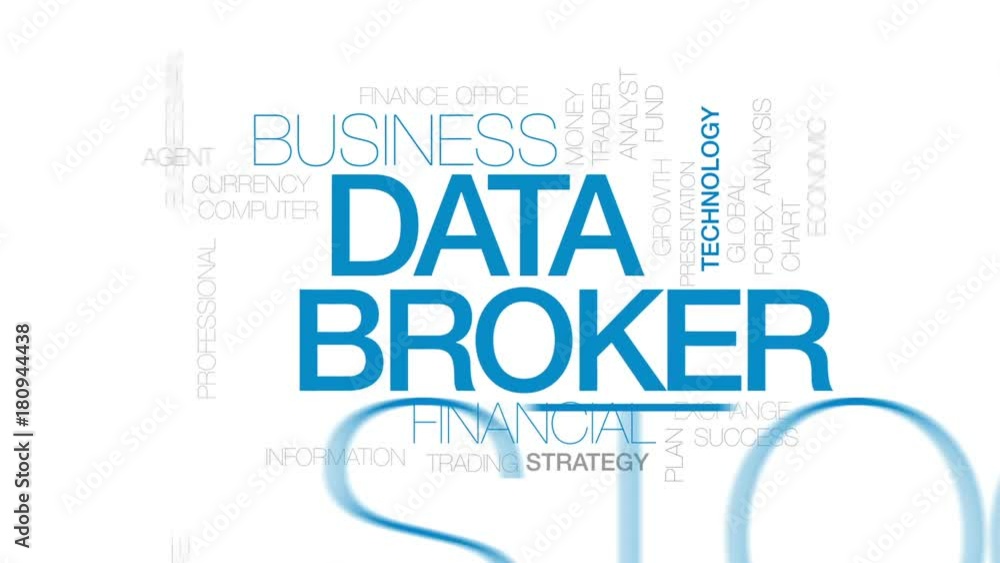 Data broker animated word cloud, text design animation. Kinetic typography. Data broker animated word cloud, text design animation. Kinetic typography.