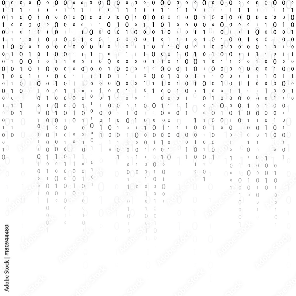 binary code zero one matrix white background. banner, pattern, wallpaper. Vector illustration